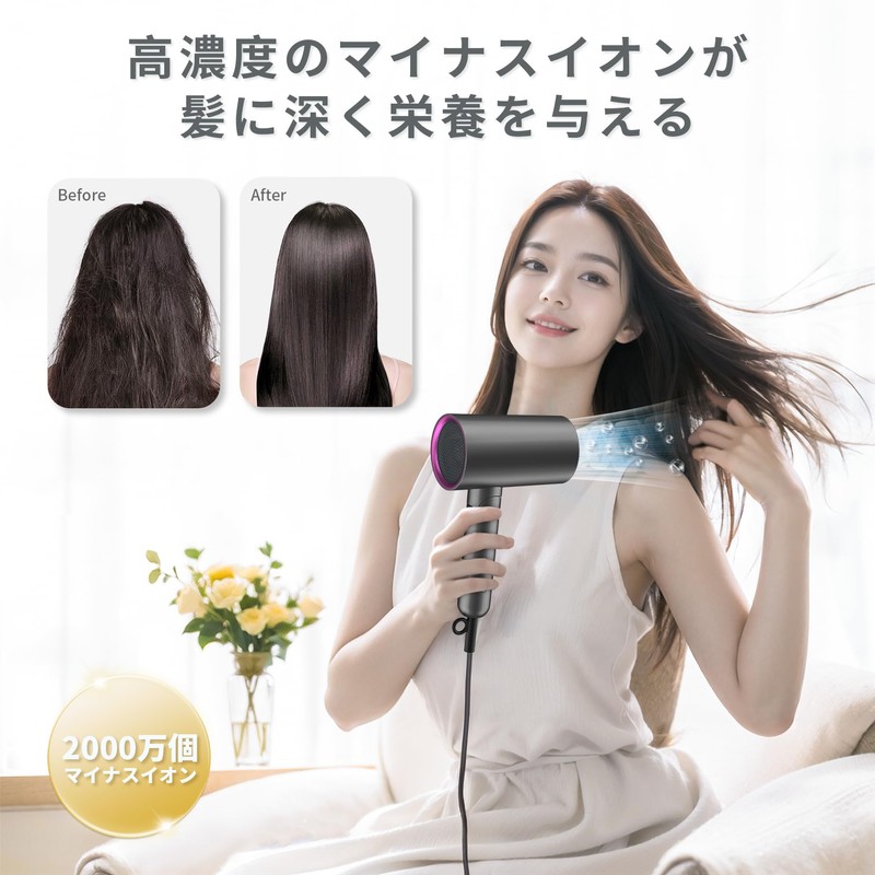 CONFU Hair Dryer, 1200 W, Foldable, Large Airflow, Quick Drying,