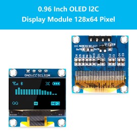 QIQIAZI 0.96 Inch OLED Display I2C Module, 5 Pieces I2C Display Module 128 x 64 Pixel I2C Screen Display Module Compatible with Arduino and Raspberry Pi (Blue)