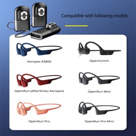 2 Pack USB C Female Charging Adapter Compatible with Aeropex/Shokz OpenRun Mini/OpenRun/OpenRun Pro/OpenComm, [with Lanyard] Charging Adapter for Shokz - Black