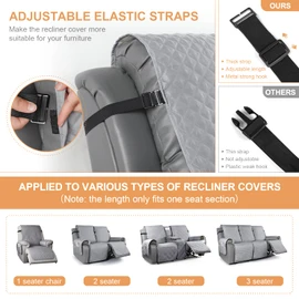 TAOCOCO 3 Pack Adjustable Elastic Straps, Recliner Chair Cover Recliner Loveseat Cover 3 Seater Recliner Sofa Covers Holder Straps (3 Pack, Upgrade)