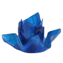 Vase Candle Aqua Blue Wispy Candle Vase Dish Set | Reusable | Spring Rain Half Candle