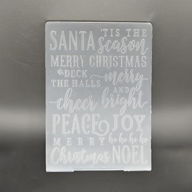 Plastic Embossing Folder (4-1/8''x5-13/16'' | Merry Christmas Words) Paper Crafts Plastic Textured Impressions for Card Making Scrapbooking