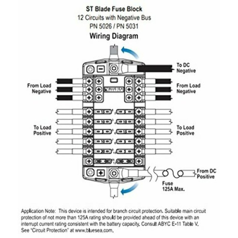 AMRB-5026 Blue Sea ST Blade Fuse Block w/Negative Bus -