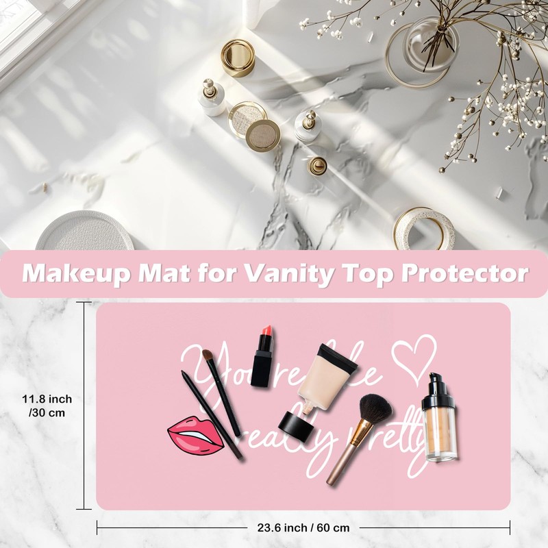 Makeup Mat for Vanity, Dual-Sided Vanity Top Protector Mat Waterproof
