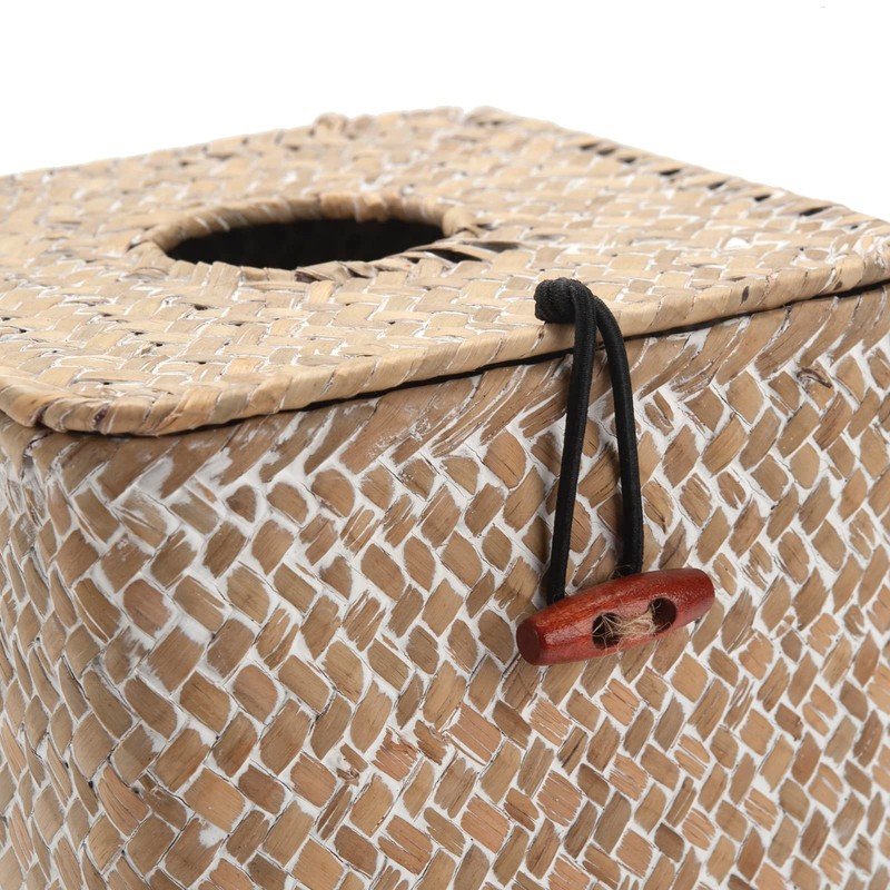 Seagrass Square Tissue Box Cover Woven Napkin Holder Decorative for
