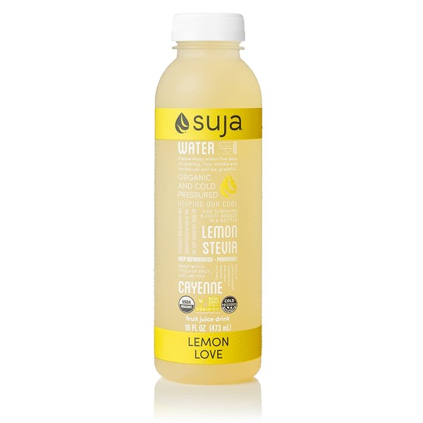 Suja Organic Cold-Pressed Juice, Lemon Love, 16 Fl Oz (Pack of 6), 100% Plant-Powered Vegetable and Fruit Juices, Vegan, Gluten-Free, Non-GMO, Made In USA