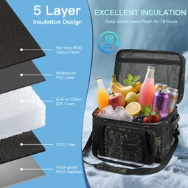 Extra Large Wheeled Portable Camo Cooler Bag 85 Can Double Decker Heavy Duty Rolling Insulated Cooler All-Terrain Wheel Removable Leakproof Tactical Soft Sided Cooler for Beach Camping Picnic Travel