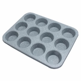 David Burke Kitchen Commerical Weight 12 Cup Muffin Pan 2.75 x 1.25 Gray