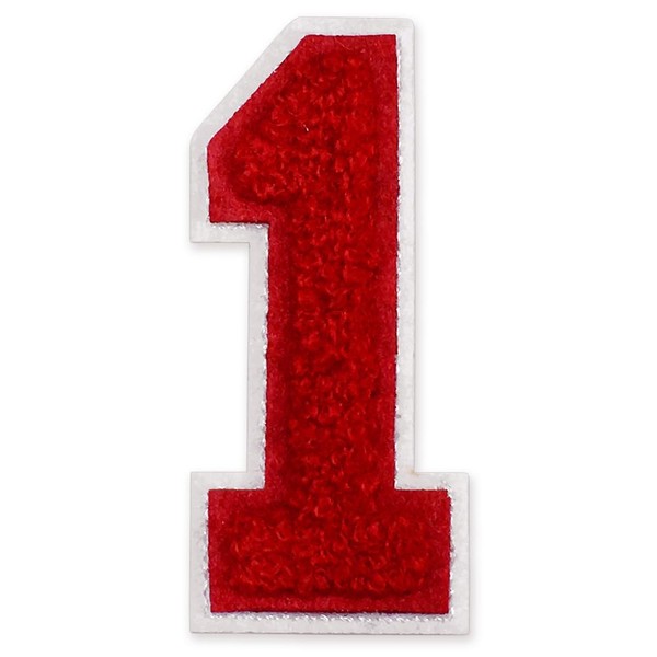 Number 1 - Chenille Embroidery Varsity Iron-On Patch by pc,