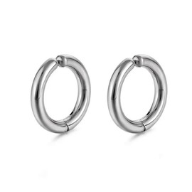 LUXSTAR Fake Earrings, 3 Colors, 3 Sizes, Binaural Set, Hypoallergenic Metal, Surgical Stainless Steel, For Men and Women, Stainless Steel