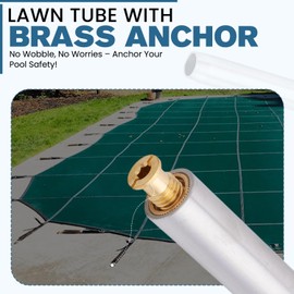 Pack of 5 Aluminum Lawn Paver Tube with Brass Anchor for Pool Safety Cover Installation | 10" Extra Long Heavy Duty Pool Anchor Tube 1"D Anchor for Loose Ground, Grass, or Pavers | Easy Installation