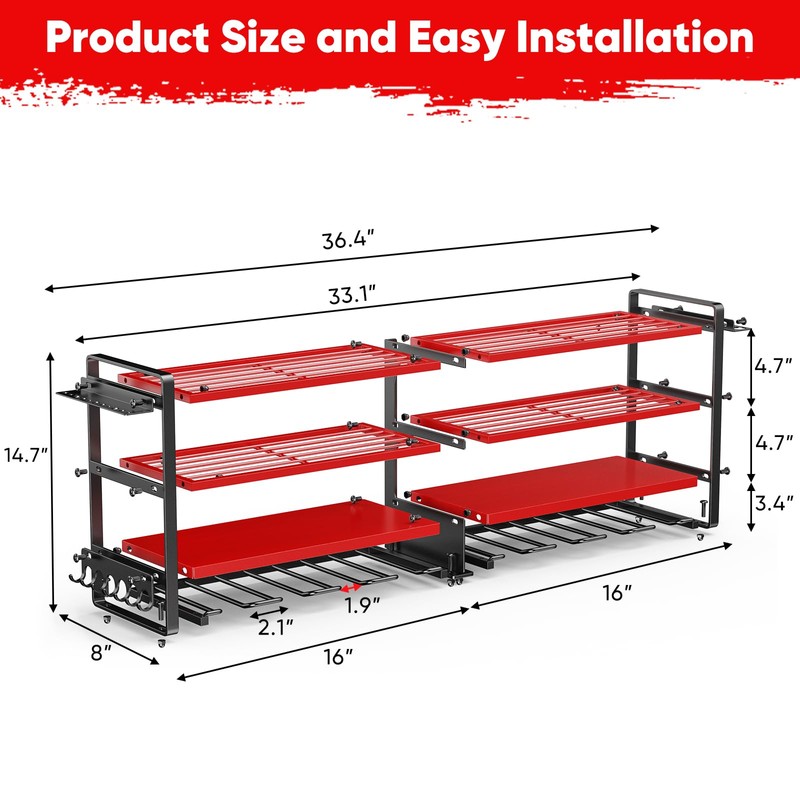 POKIPO Upgrade Large power tool organizer Wall Mount,4 Layers Heavy