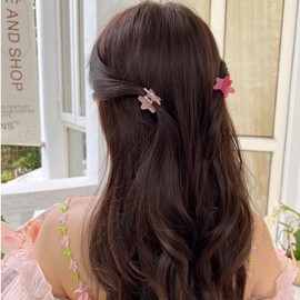 EZ PEACH Hair Claw Mini Hair Accessory, Women's Hair Clip, Small, Hair Clip, Hair Clip, Hair Pin, Hair Ornament, Star, Small, Bob, Cute, Accessory, Set of 6 (A)