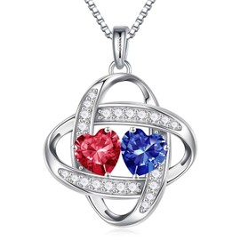 Iefil Wife Christmas Gifts for Women Jewelry, Wife Birthday Mothers Day Gifts for Women Anniversary Valentines Day Gifts for Her July December Birthstone Ruby Tanzanite Jewelry