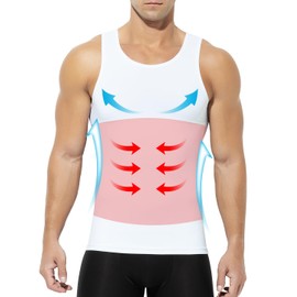 Casey Kevin Men's Compression Vest Shapewear Undershirts Slimming Muscle Tank Top White M