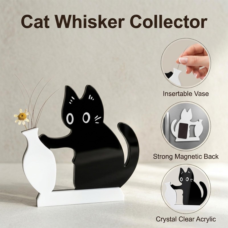 6 Pcs Cat Whisker Holder, Clear Acrylic Whisker Holder Magnet