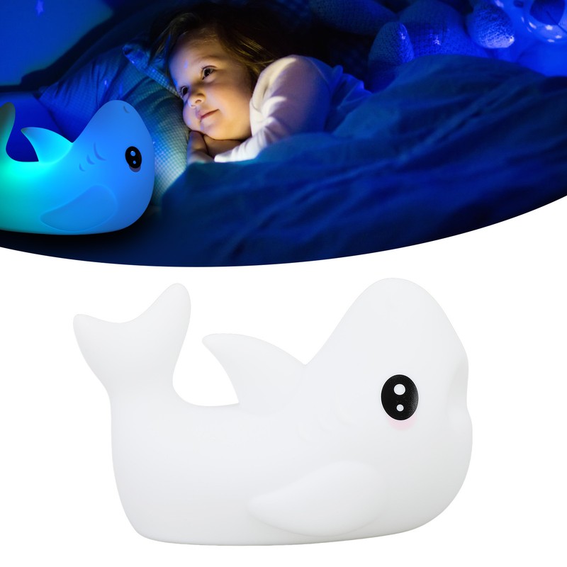 Night Light Silicone Cute Shark USB Rechargeable LED Colorful Night