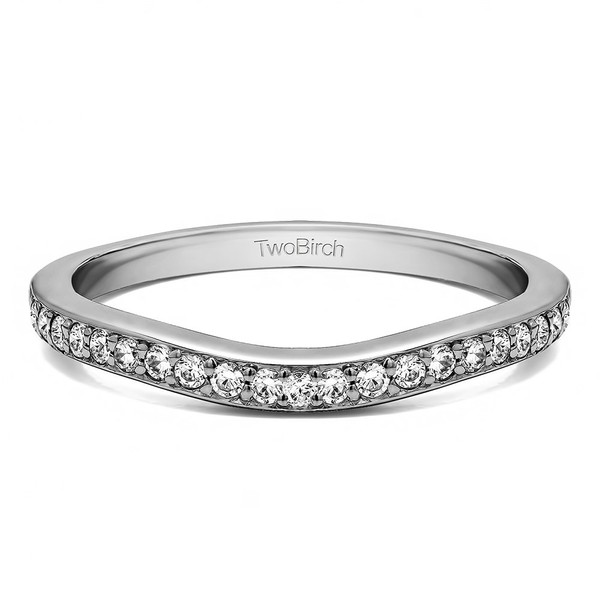 0.42 CT. Cubic Zirconia Dainty Curved Contour Round Shared Prong