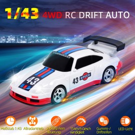 Vefacion Mini RC Drift Car 1:43 Scale 2.4GHz 15 km/h High Speed Sports Racing Car Remote Controlled Car Model with Light for Boys Girls and Adults Gift