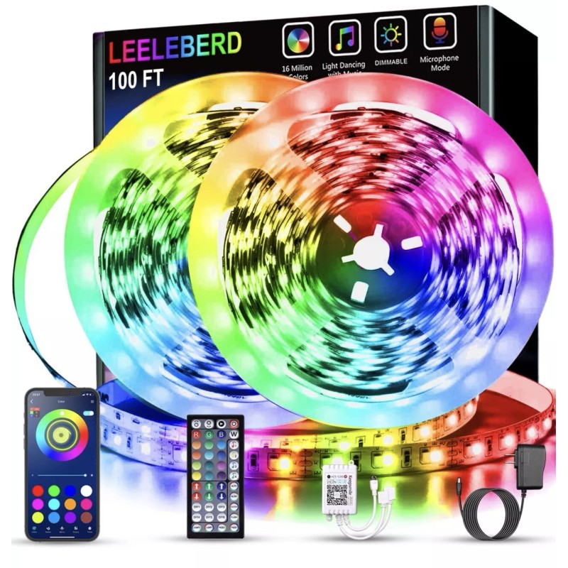 Leeleberd Led Lights for Bedroom 100 ft (2 Rolls of