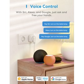 Meross WLAN Steckdose Funktioniert mit Apple HomeKit, Mini Smart Steckdose mit Zeitschaltuhr, Smart Plug mit Sprach- und Fernsteuerung, kein Hub Erforderlich, 10A