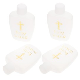 iplusmile 4pcs Holy Water Bottles Refillable Tiny Water Containers for Baptism Decorations Elegant Wedding Shower Decor Reusable with Vivid Patterns