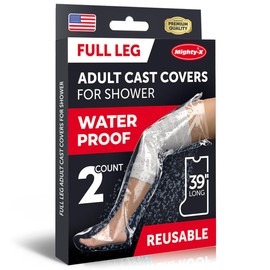 100% Waterproof Leg Cover for Shower - [Tight Seal] - 2pk - Reusable Adult Full Leg Cast Cover for Shower - Knee, Hip, Ankle, Foot - Easy to Use Cast Protectors