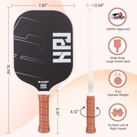 HUDEF Pickleball Paddle,USAPA Approved Pickle Ball Paddle with Cover, Graphite and Fiberglass Pickleball Paddle,Polypropylene Honeycomb Core Pickleball Racket with Comfort Grip Black