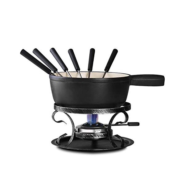 Artestia Swiss Trational Cast Iron Cheese Fondue Set, Cast Iron