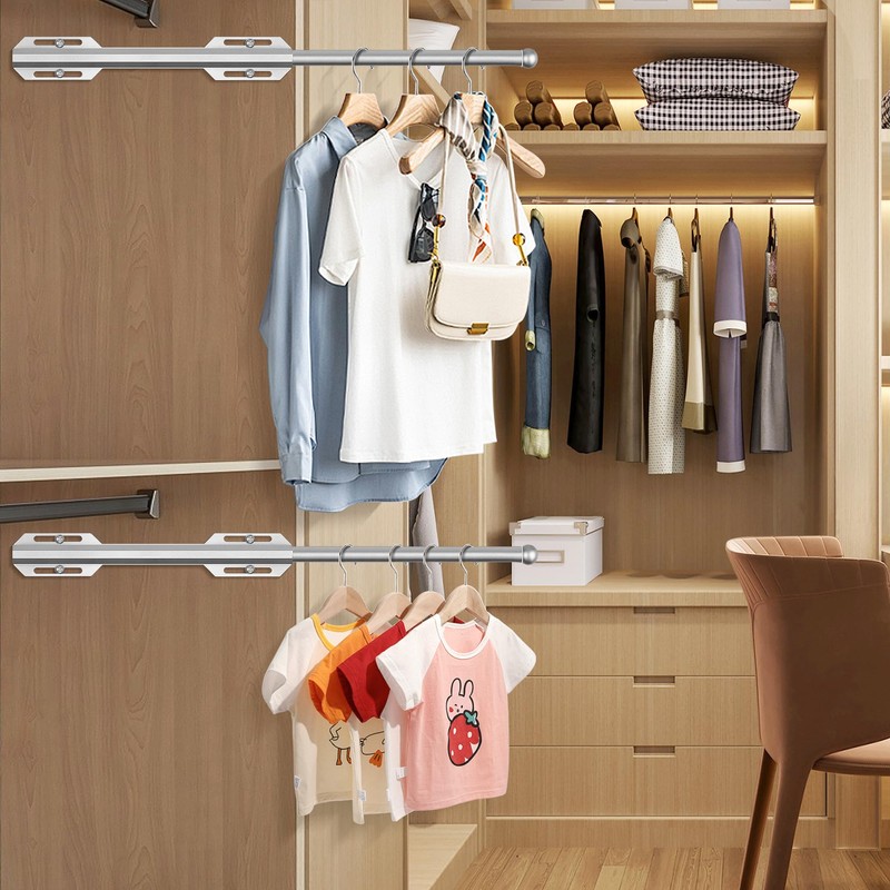 Valet Rod For Closet Pull Out, Heavy Duty Adjustable Valet