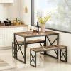 VECELO Wood Dining Table Set for 4 with Bench Kitchen
