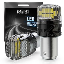 BEAMTECH 1157 LED Bulbs for Brake Tail Lights, 6500K Cool White Super Bright, 2057 2357 7528 BAY15D for Parking Backup Reverse Lights, Front Rear Side Marker Lights, Pack of 2