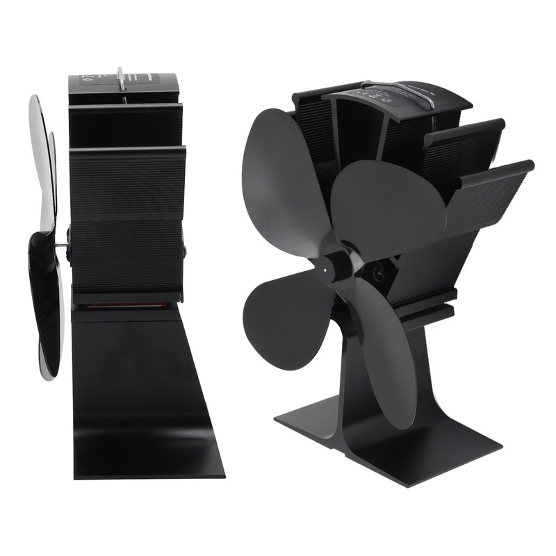 4 Blade Heat Powered Stove Fan Silent Eco Friendly Aluminium