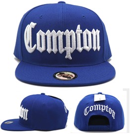 Headlines Compton New Leader Old English Banner Blue White Snapback Era Hat Cap