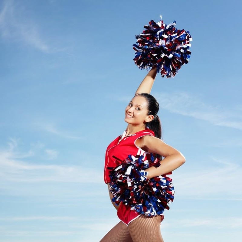 Lovecheer 2PCS Pom Poms Cheerleading Blue and Red and White