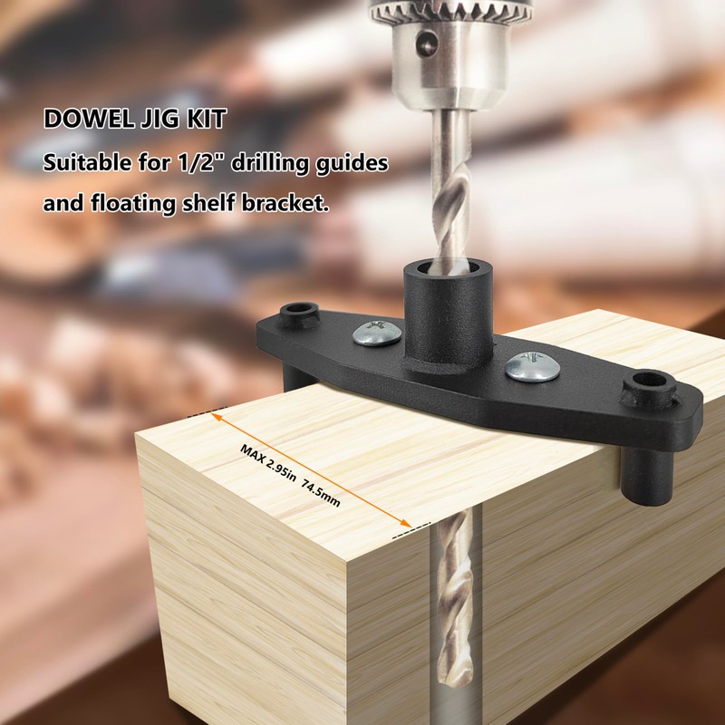 Wdwlbsm Dowel Jig Kit for Floating Shelf Bracket Drill Guide