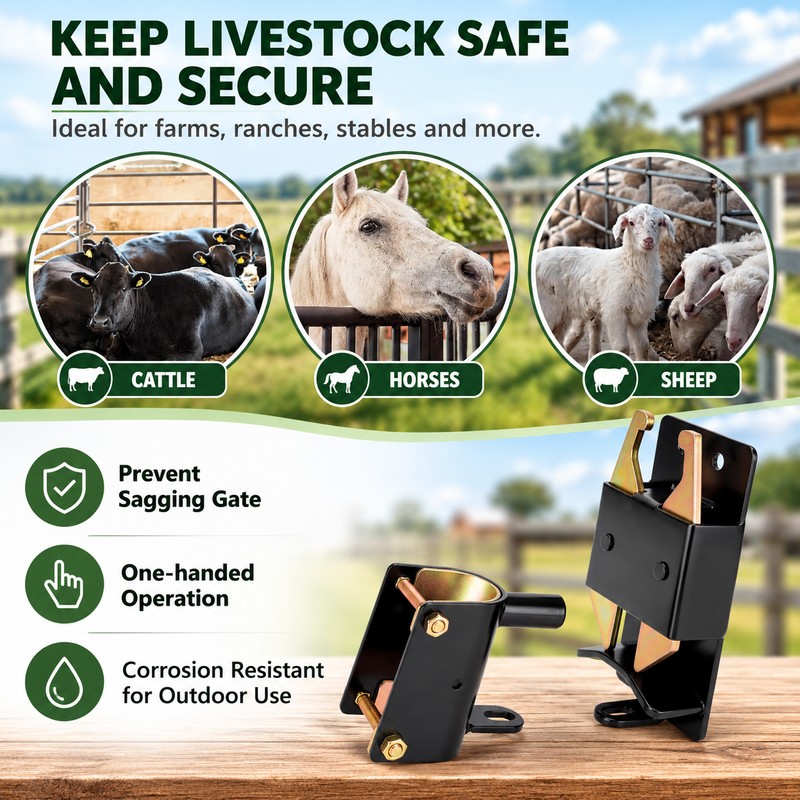 2-Way Farm Gate Latch for Livestock Fences – Heavy-Duty Lockable