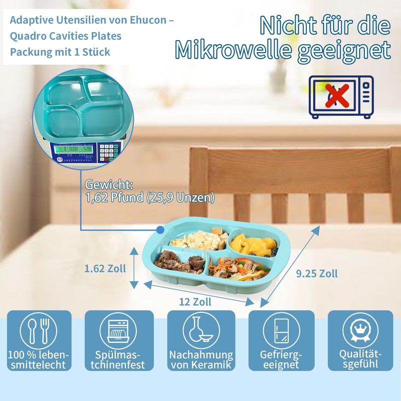 Ehucon Non-Slip Adaptive Scoop Plate with Extra Wall, Leak-proof Melamine