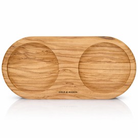 Cole & Mason Portobello Olive Wood Salt and Pepper Mill Tray 18.5cm x 9cm