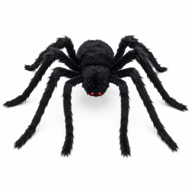 Giant Light-Up Spider for Halloween Decor – Poseable Black Plush