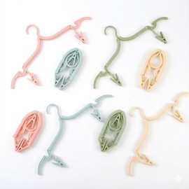 折りたたみ洗濯ハンガー 8個セット 各色2個ずつ 北欧カラー クリップ付き コンパクト 省スペース