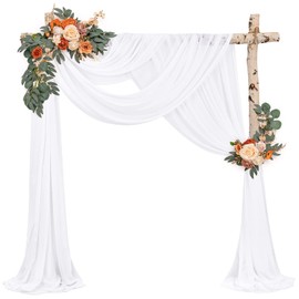 Showgeous Wedding Arch Draping Fabric 2 Panels 28" x20Ft White Chiffon Fabric Drapery Wedding Arch Drapes Chiffon Sheer Backdrop Curtains for Arbor Wedding Archway Ceremony Ceiling Party Decorations