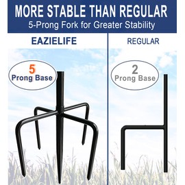Eazielife Shepherds Hook for Outdoor Bird Feeders Pole 60 Inch Tall, Adjustable Heavy Duty Garden Hanger Stake Pole with 5 Prong Base, Shiny Black (2 Packs)