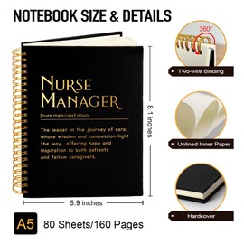 Msticey Nurse Manager Definition 160 Blank Pages Gold Foil Hardcover Spiral Notebook, Nurse Week Gifts for Nurse Leader, Nurse Day Gifts for Nurse Manager, Thank You Gifts for Nurse Mentor Head Nurse
