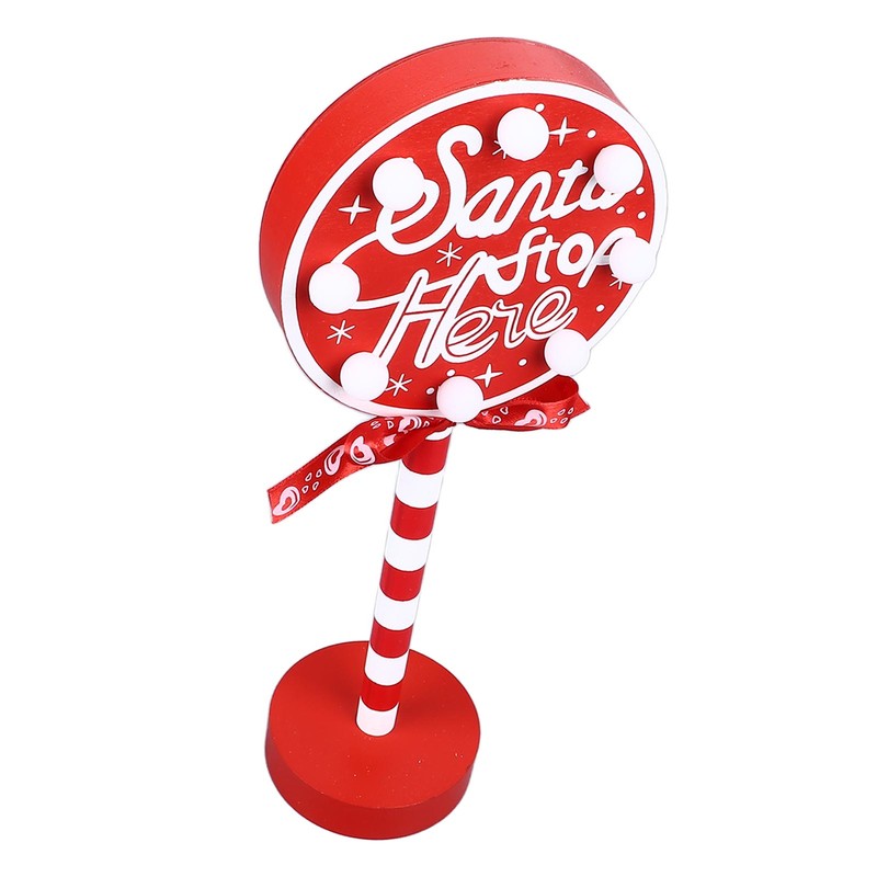 Christmas Stop Here Decor Metal Solid Wood LED Delicate Santa