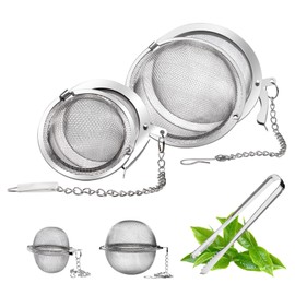 Set of 4 Tea Infusers for Loose Tea Strainer Stainless Steel Tea Filter for Loose Tea, Spice Strainer Tea Strainer Tea Infuser Stainless Steel Tea Filter Ball with Chain, Fine Mesh Spherical Ball (5