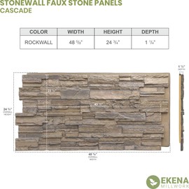 Ekena Millwork PNU24X48CARW EverStone Cascade, 48 5/8" W x 24 3/4" H x 1 1/4" D Stonewall Faux Stone Siding Panel, Rockwall