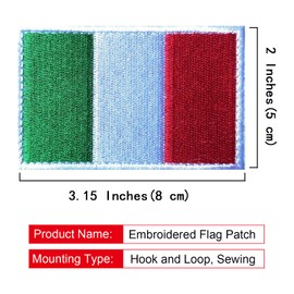 EmWoot 2PCS Italy Flag Patch Embroidered Morale Patch Military Tactical Patches Hook and Loop