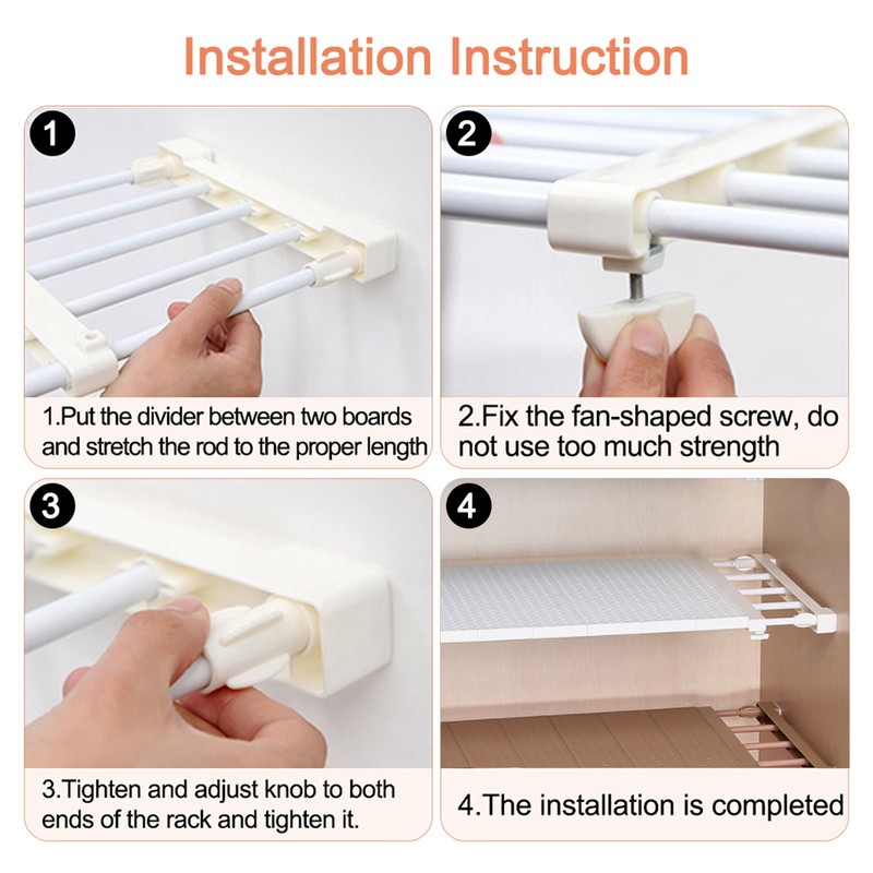 Tension Shelf Adjustable Closet Divider 24cm Width Storage Rack for