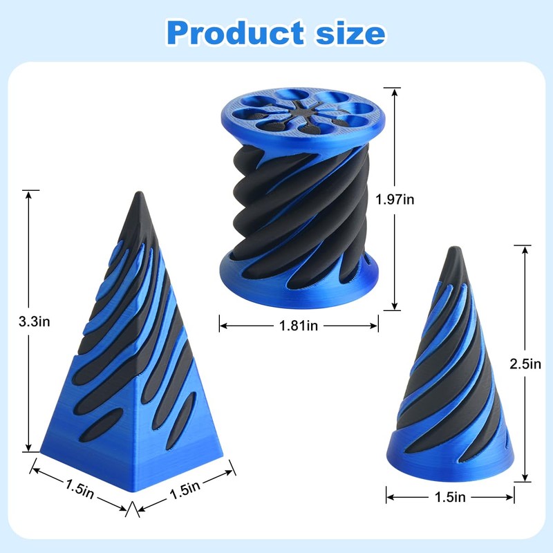 3 Packs Impossible Cone,Spiral Cone Fidget Toy,Fidget Cone,3D Printed Spiral